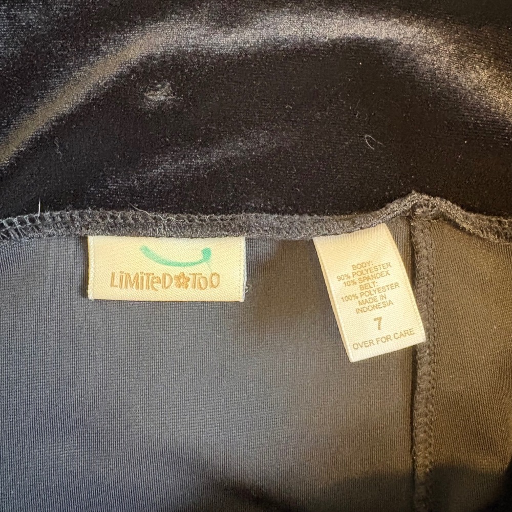 Vintage Limited Too Black Velvet Handkerchief Hem Skirt Girl 7 Y2K Beaded Accent - Picture 3 of 4